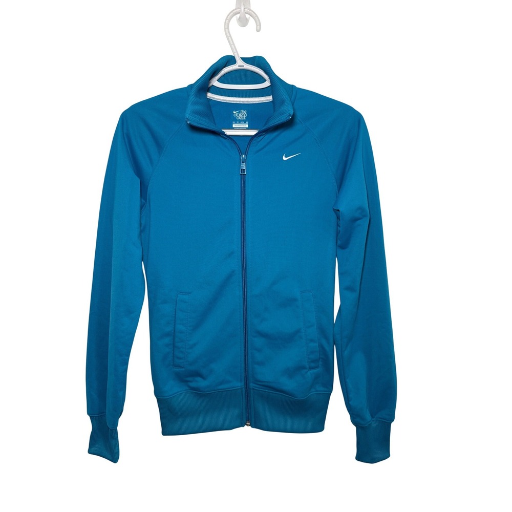 Nike The Athletic Dept Blue Full Zip Track Jacket Womens XS Raglan Swoosh‎